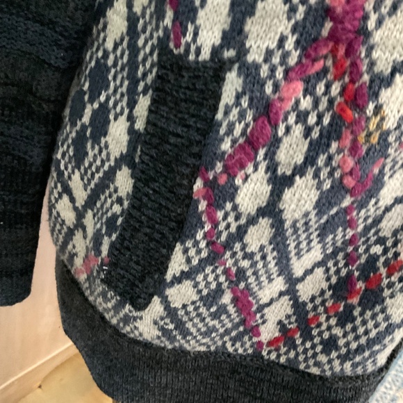 Free People Foxtrot Argyle Wool Blend Cardigan Grandpa Grunge Sweater XS British - Picture 12 of 16